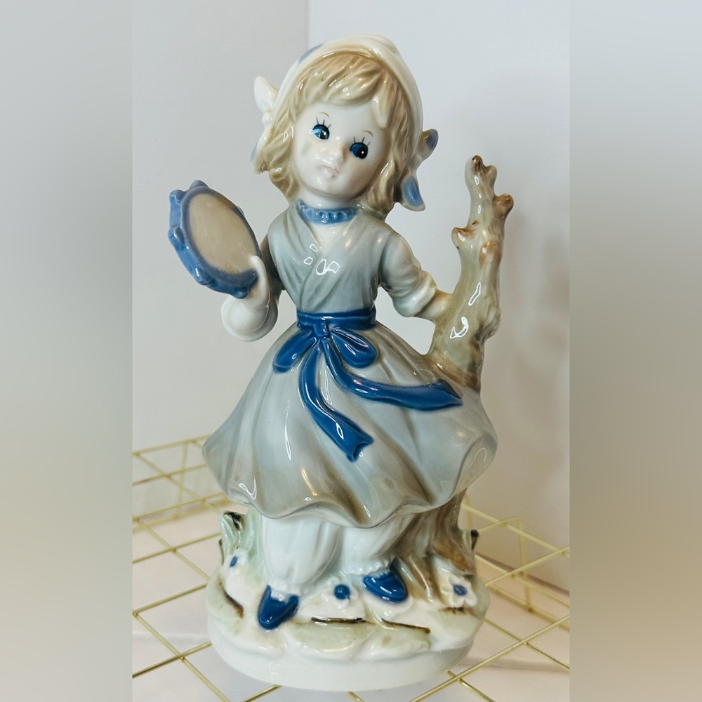 Vintage Aldon 1974 Young Girl Porcelain Figurine in Blue